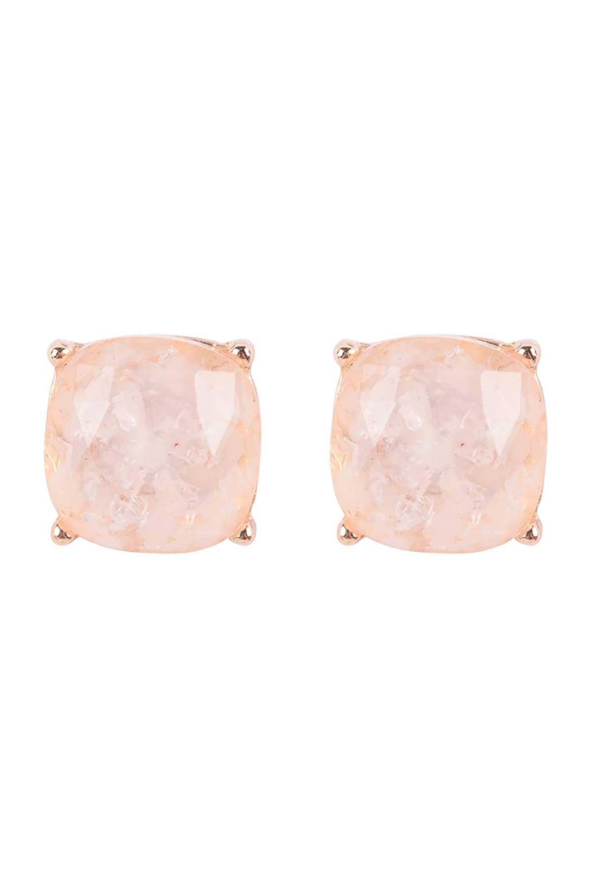 ME3199 - CUSHION CUT SEMI STONE EPOXY STUD EARRINGS: DALMATIAN