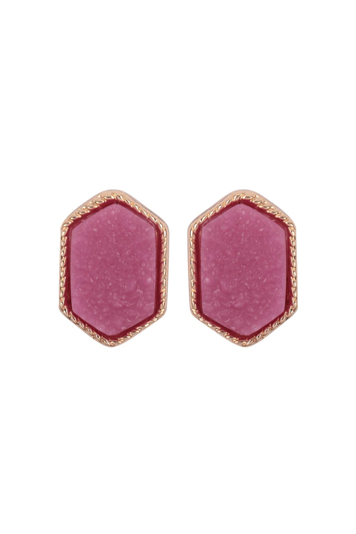 VE2334 - DRUZY HEXAGON POST EARRINGS: IRIDISCENT