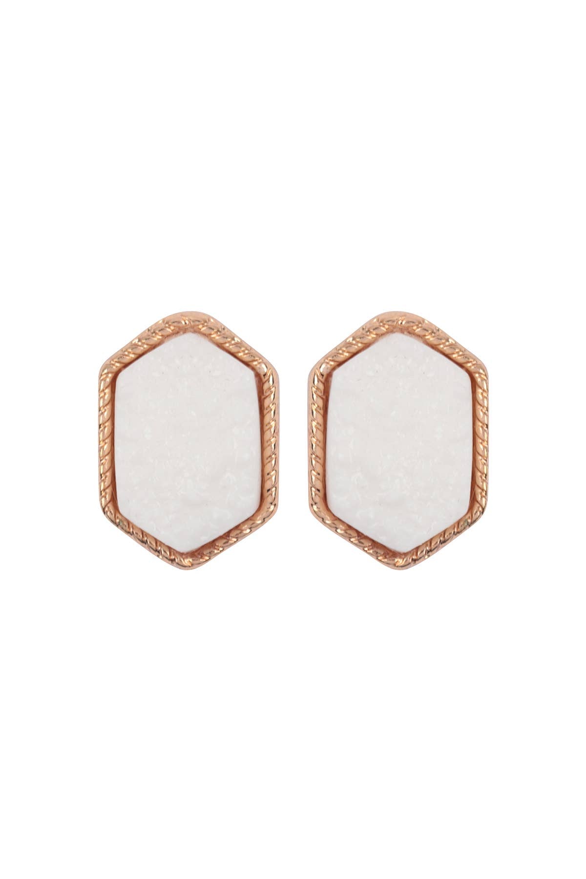 VE2334 - DRUZY HEXAGON POST EARRINGS: FUCHSIA