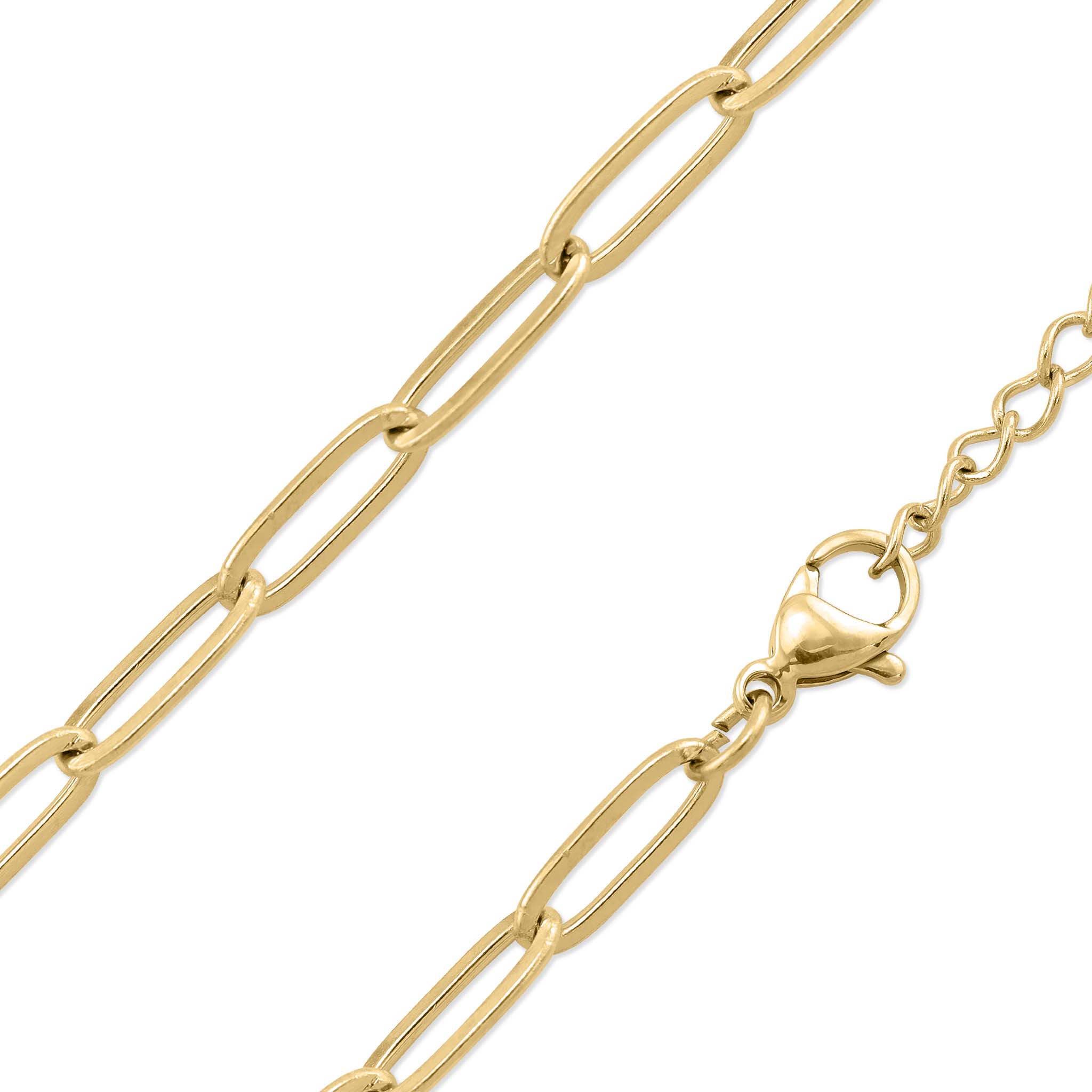 18K Gold Paperclip Chain Necklace: 4mm / 18+02”