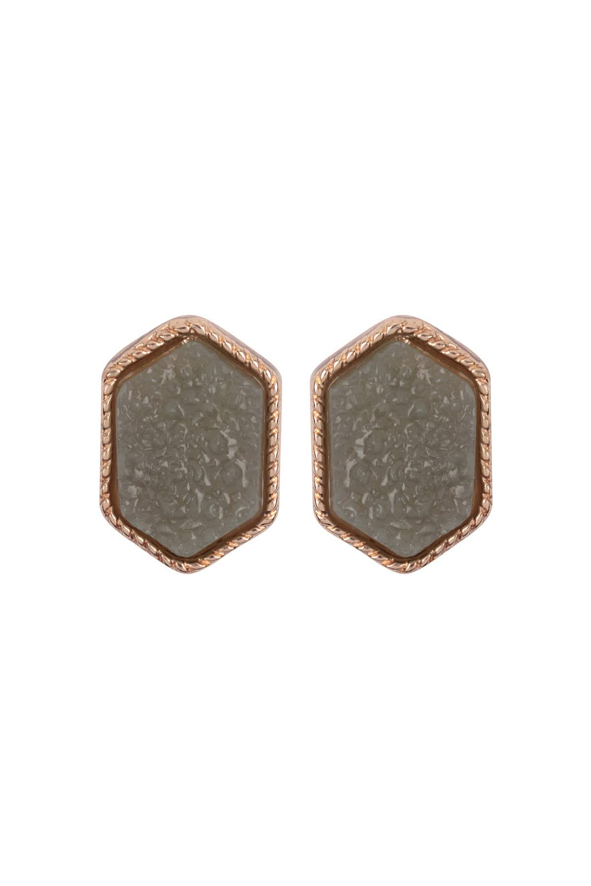 VE2334 - DRUZY HEXAGON POST EARRINGS: IRIDISCENT