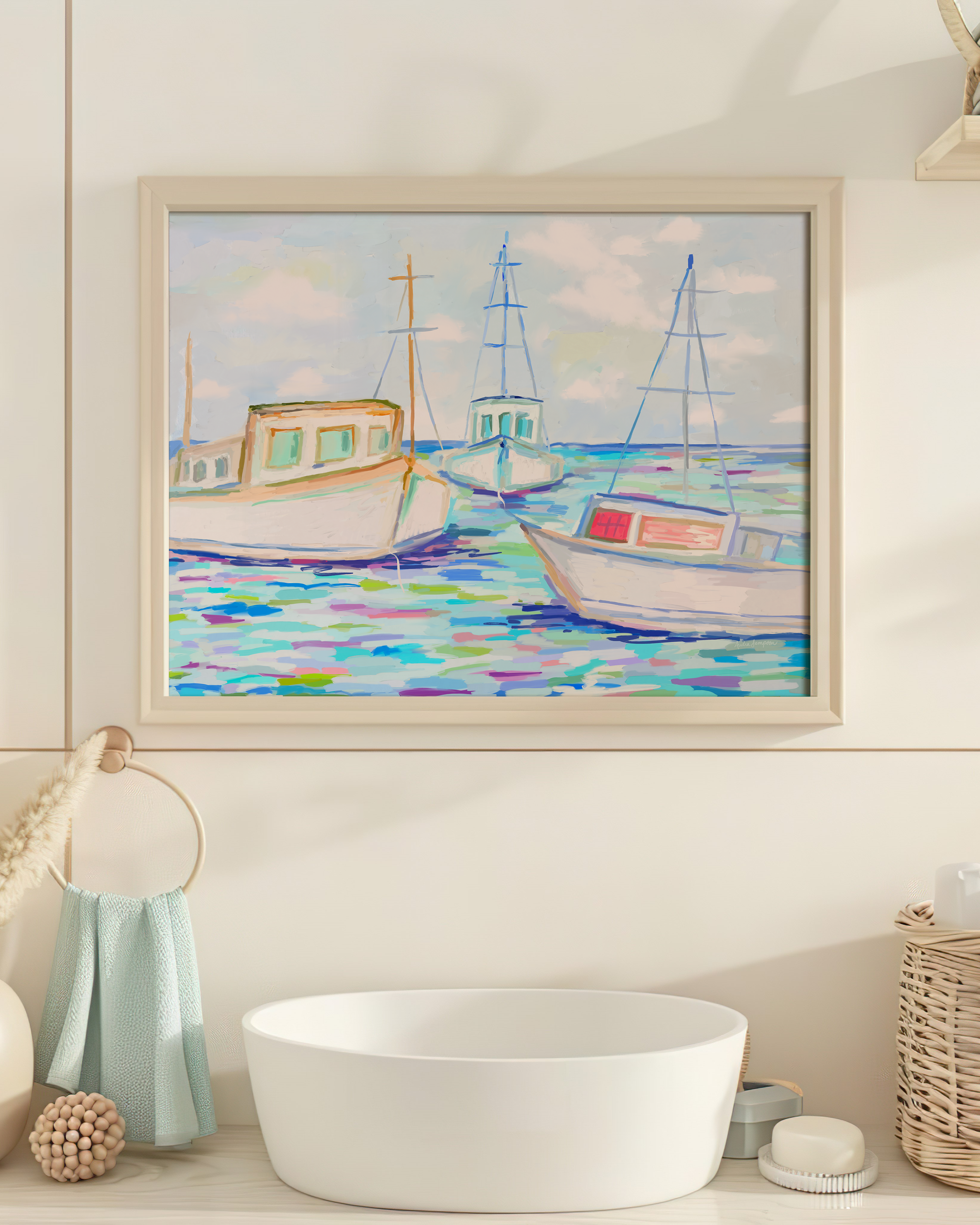 Fishing Boat Art Print on Paper or Canvas - Coastal Wall Art, Nautical Beach Decor