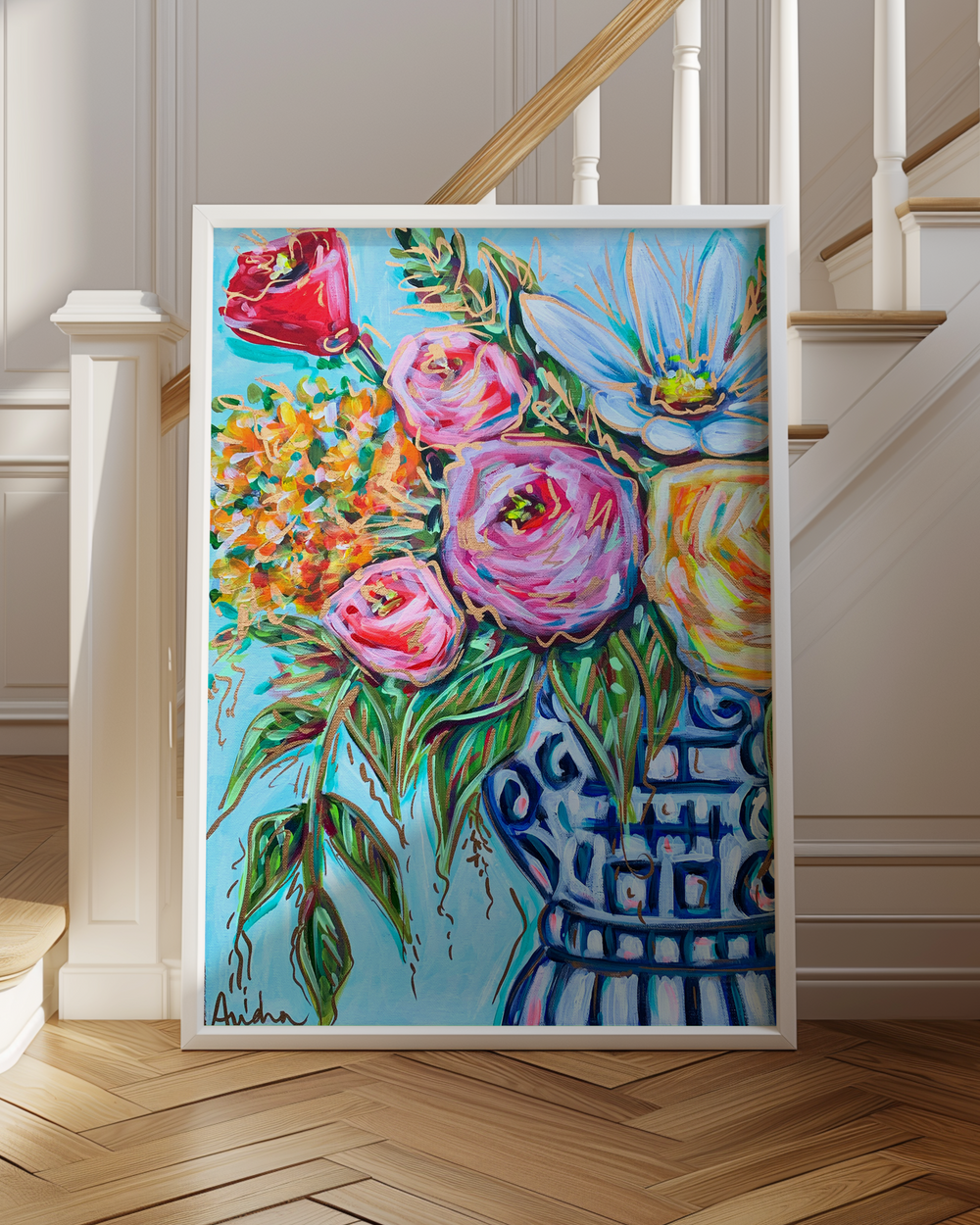 FLORAL GINGER JAR FRAMED WALL ART main image 1