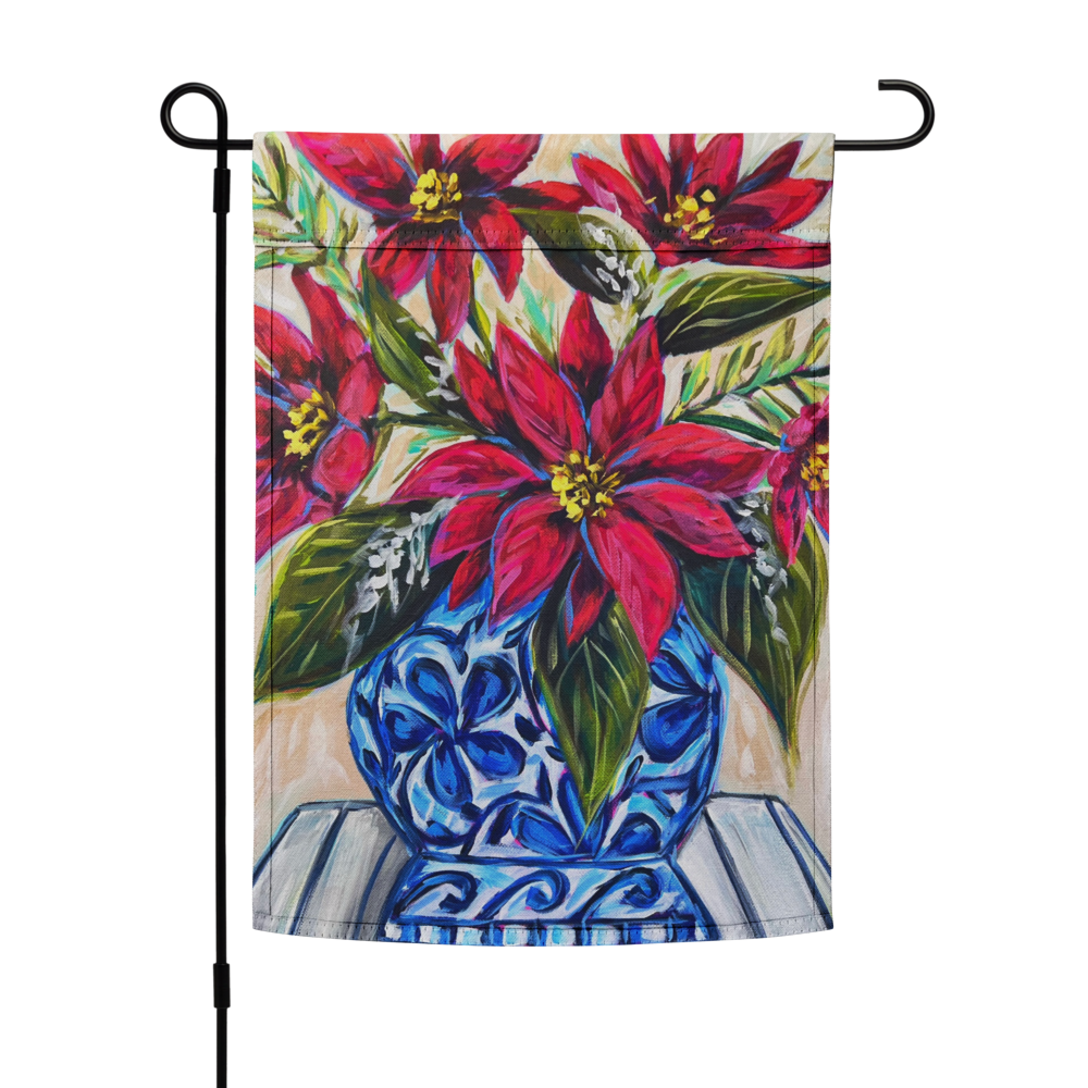 Christmas Poinsettia Garden flag