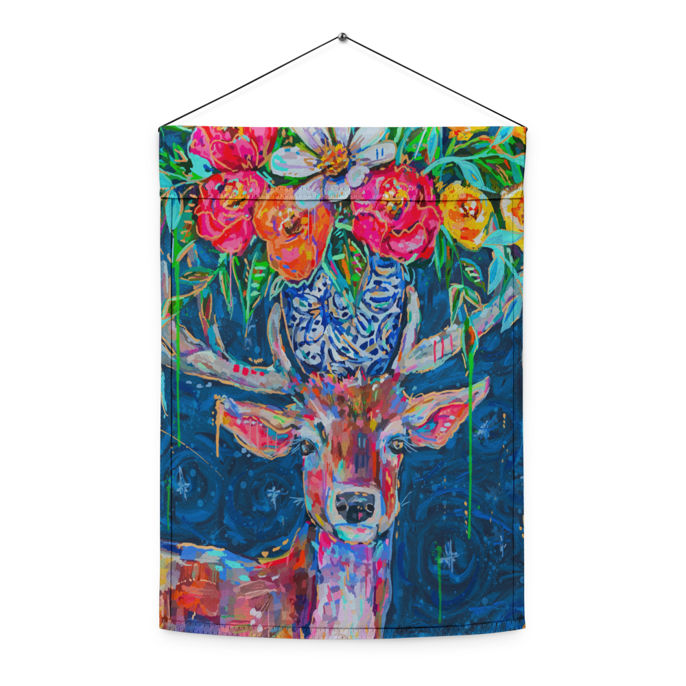 Deer and Bouquet Garden flag