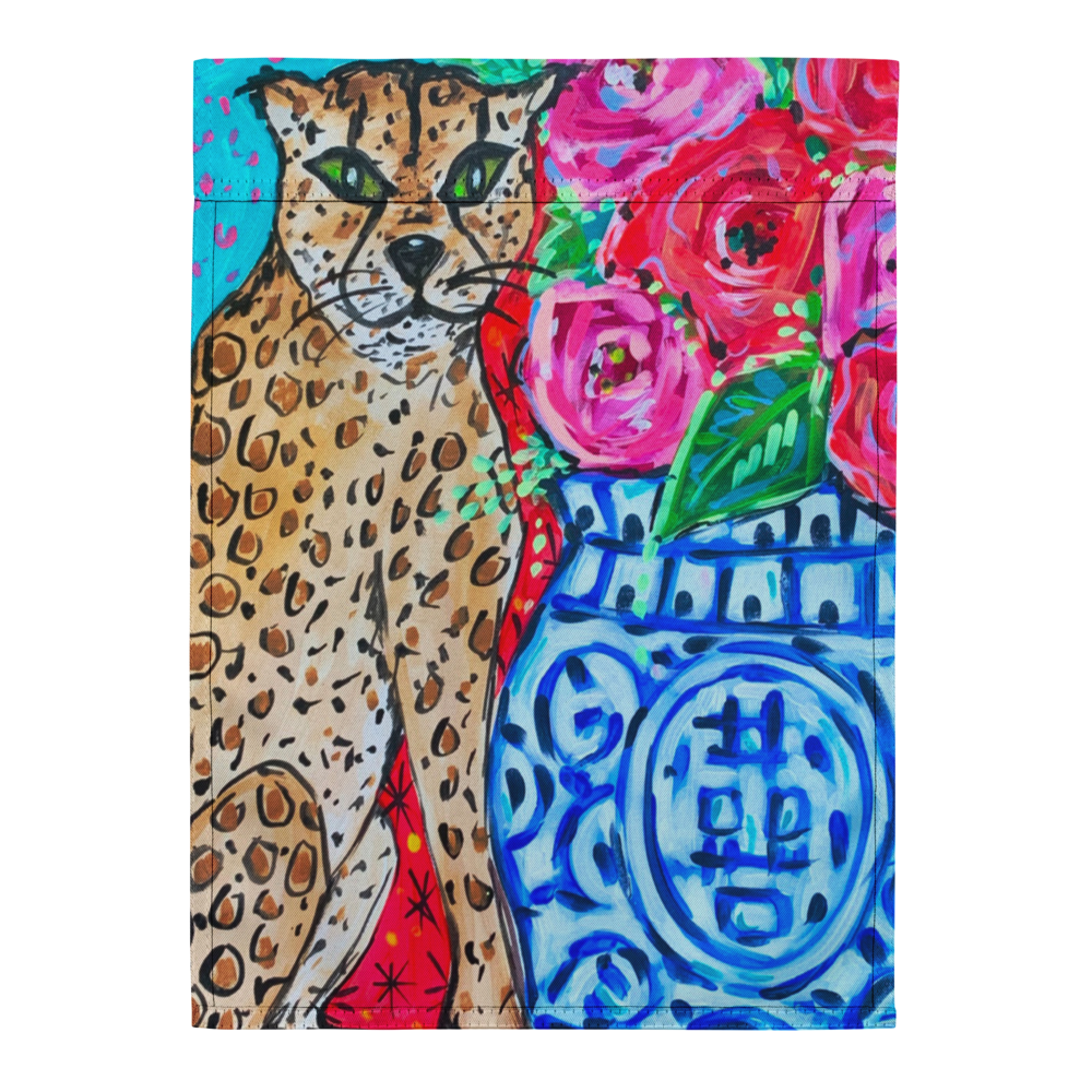 Leopard Ginger Jar Garden flag