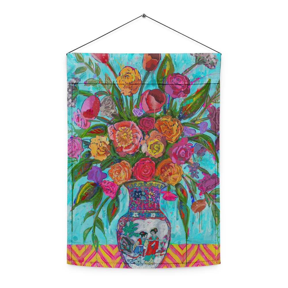 Pink Chinoiserie Garden flag