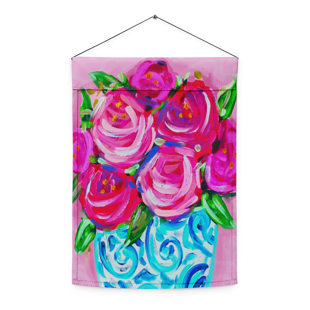 Rose GInger Jar Garden flag