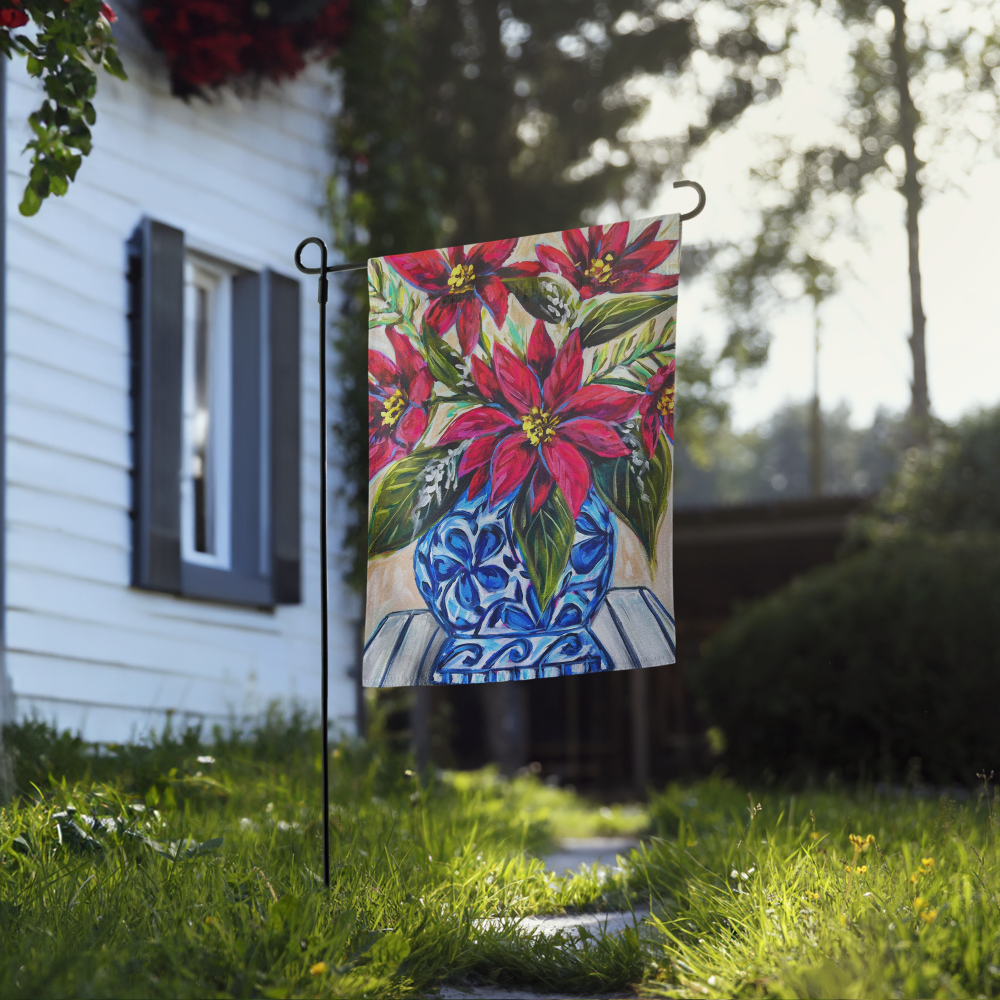 Christmas Poinsettia Garden flag