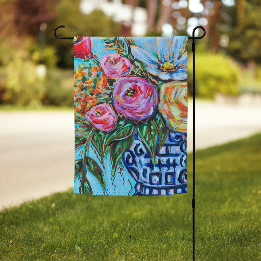 Floral Ginger Jar Garden flag