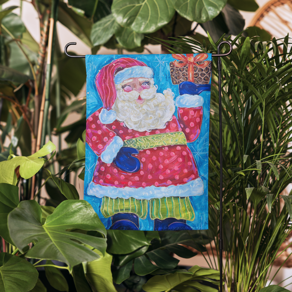 Striped Pant Santa Garden flag