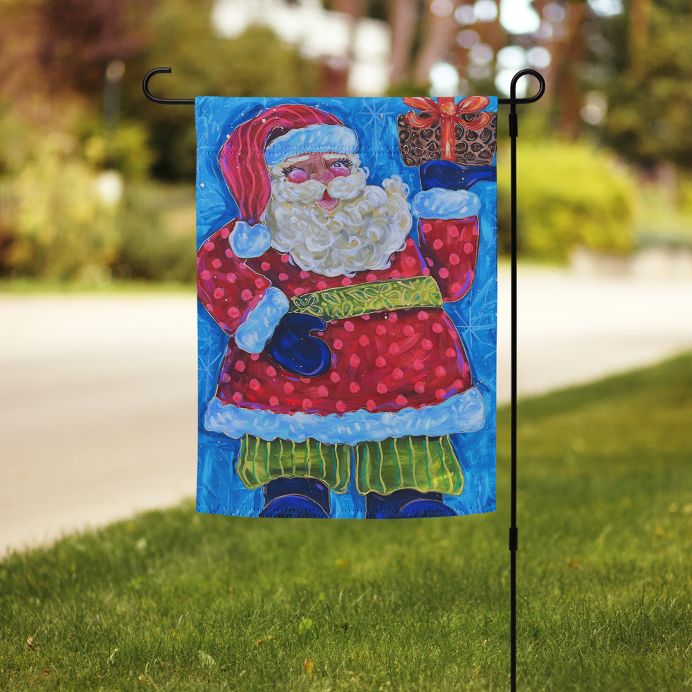 Striped Pant Santa Garden flag