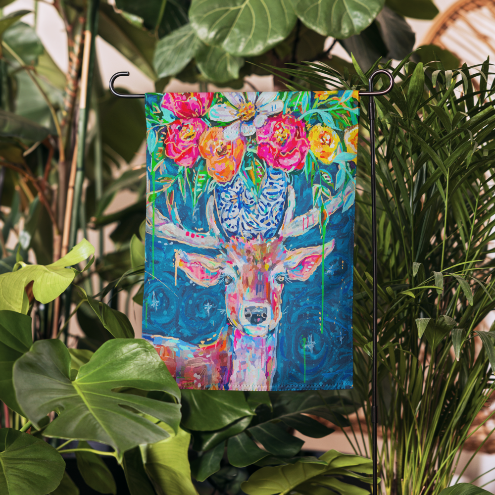 Deer and Bouquet Garden flag