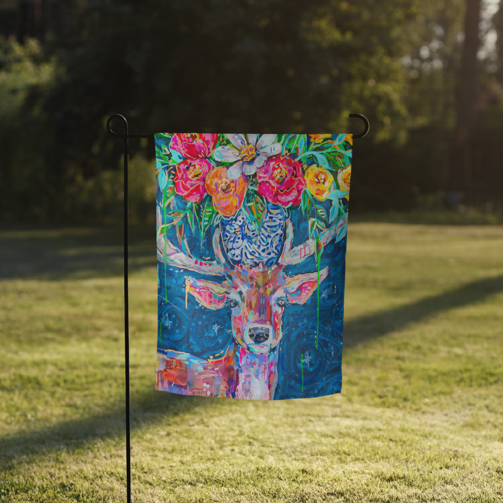 Deer and Bouquet Garden flag