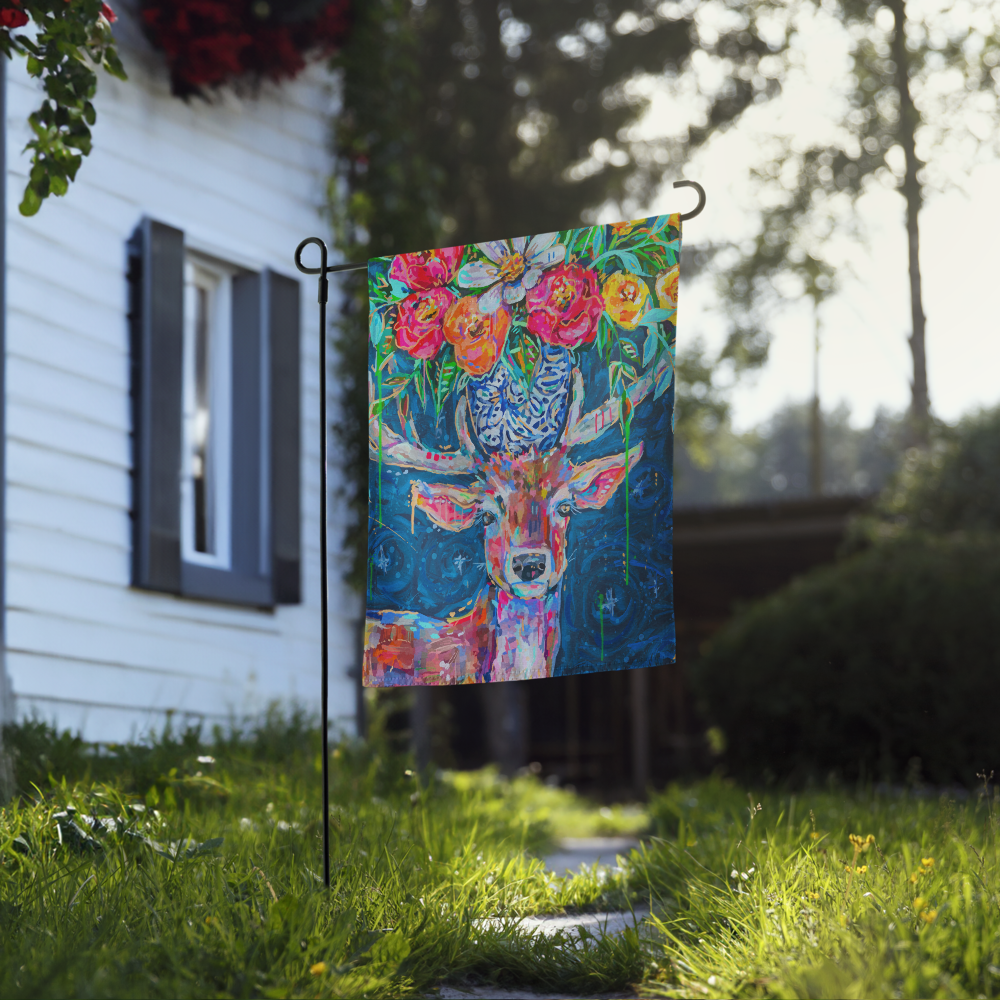 Deer and Bouquet Garden flag