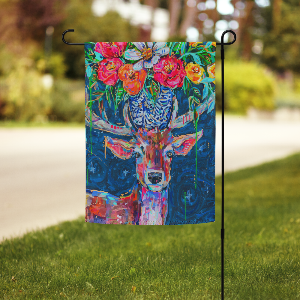 Deer and Bouquet Garden flag