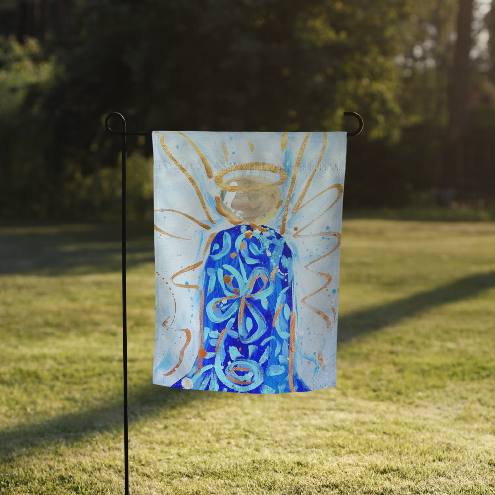 Blue and White Angel Garden flag