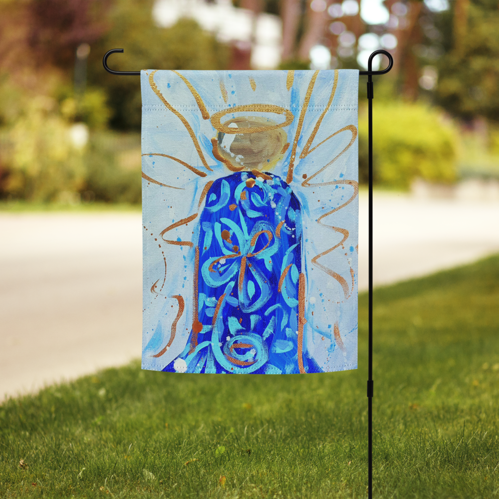 Blue and White Angel Garden flag