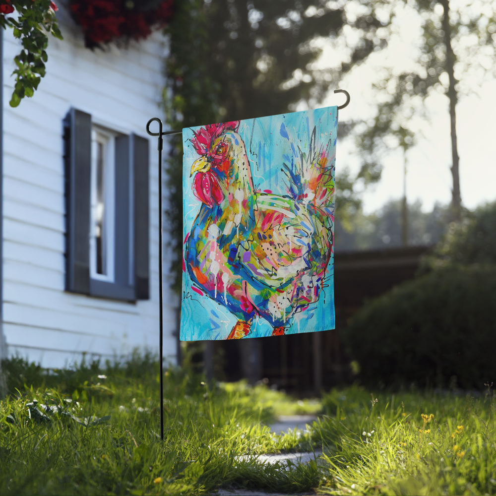 Abstract Chicken Garden flag