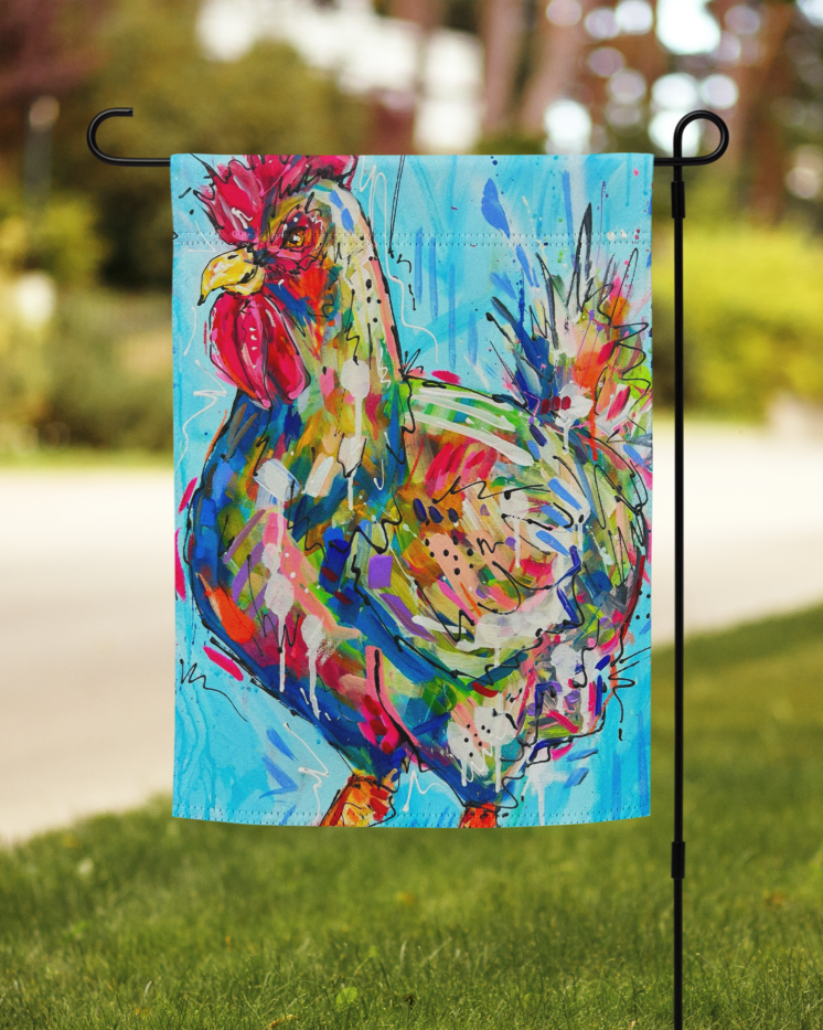 Abstract Chicken Garden flag