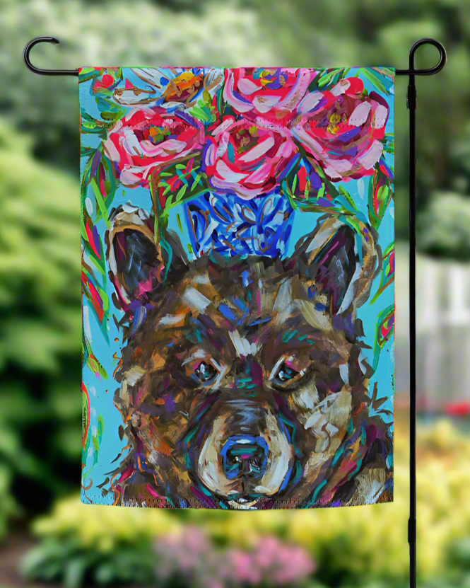 Bear and Bouquet Garden flag