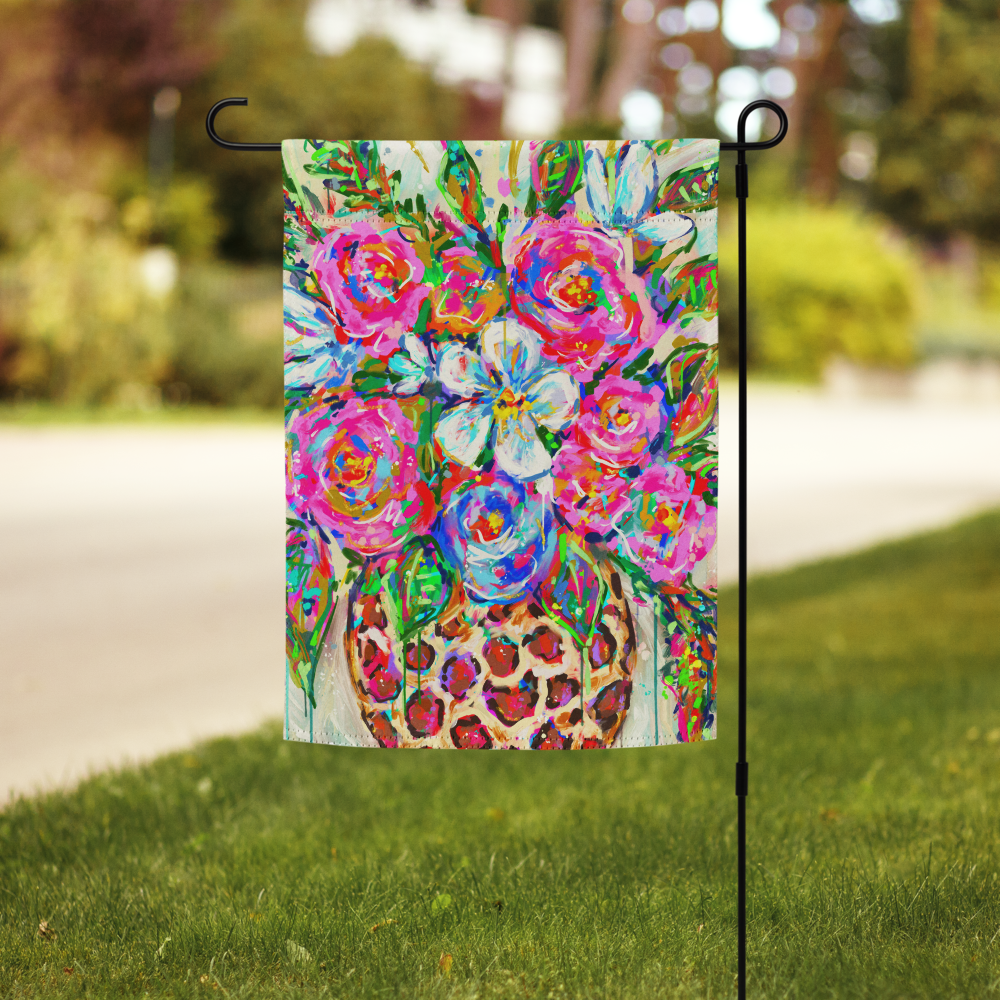 Leopard Bouquet Garden flag