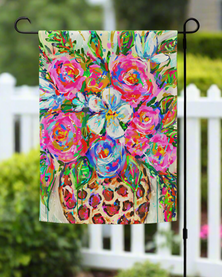 Leopard Bouquet Garden flag