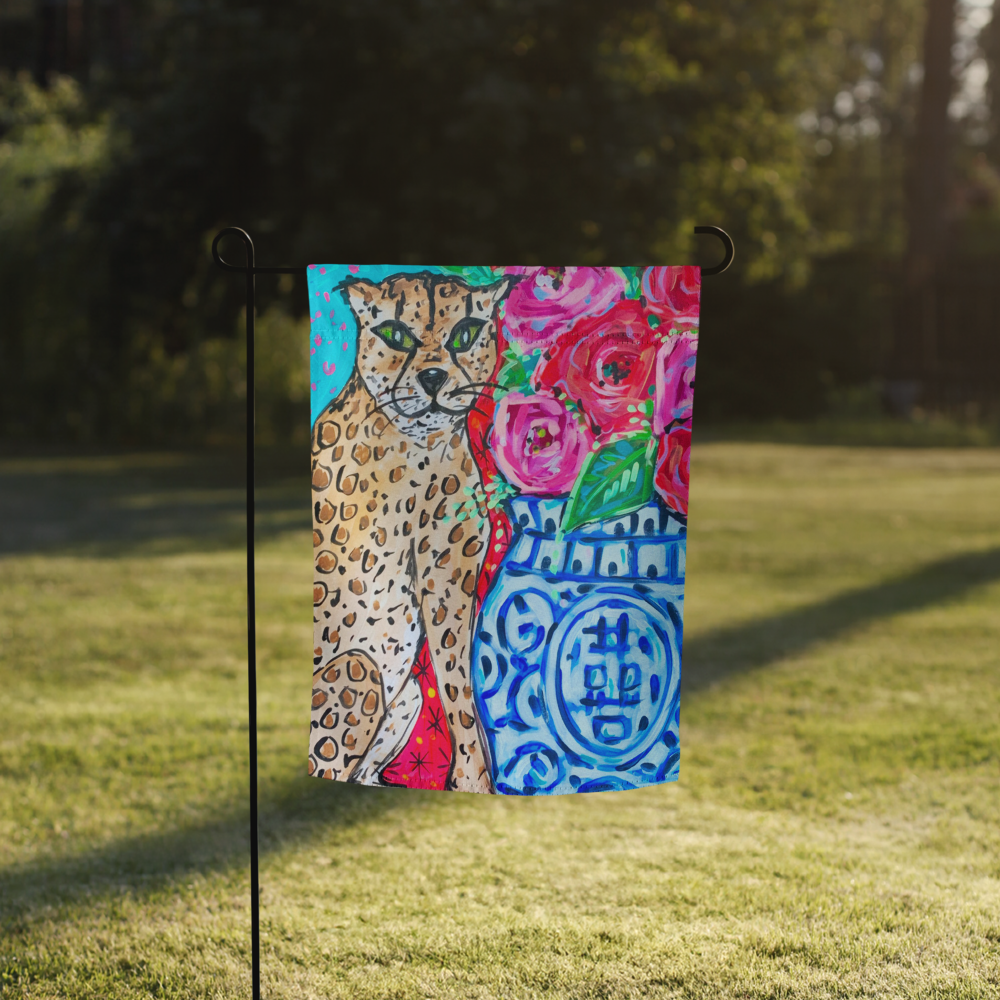 Leopard Ginger Jar Garden flag