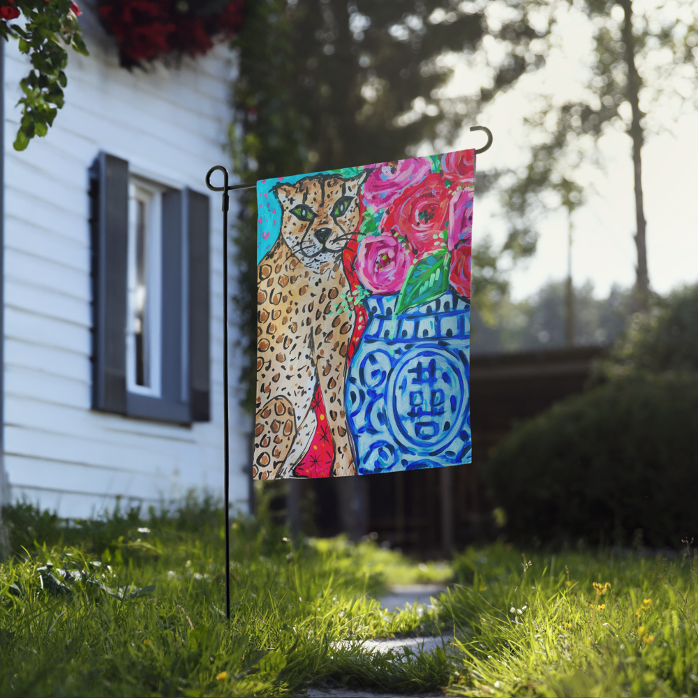 Leopard Ginger Jar Garden flag