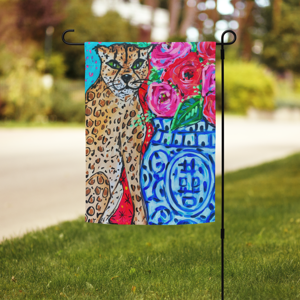 Leopard Ginger Jar Garden flag