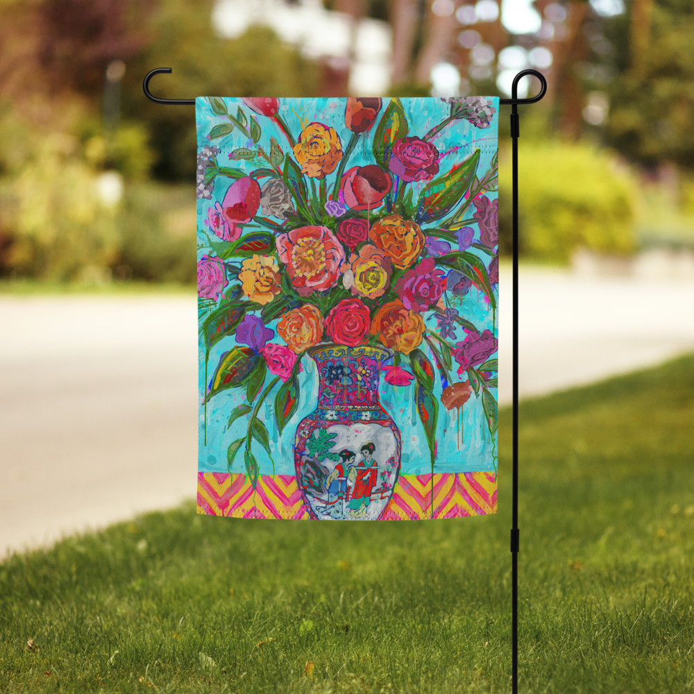 Pink Chinoiserie Garden flag