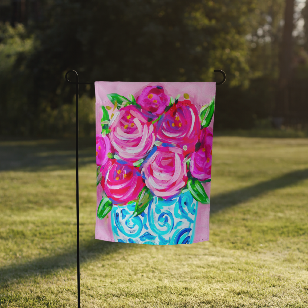 Rose GInger Jar Garden flag