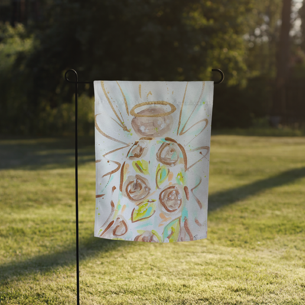 White Rose Angel Garden flag