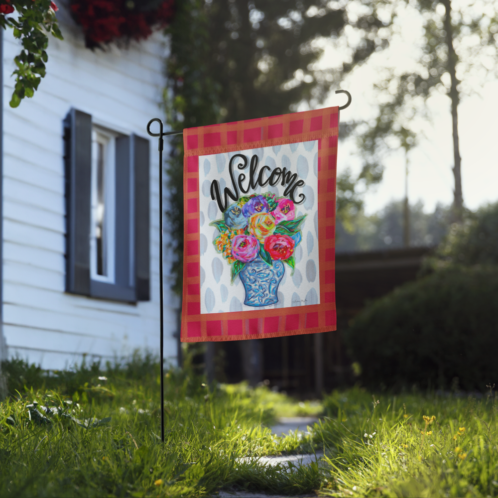 Welcome Colorful Bouquet Garden flag