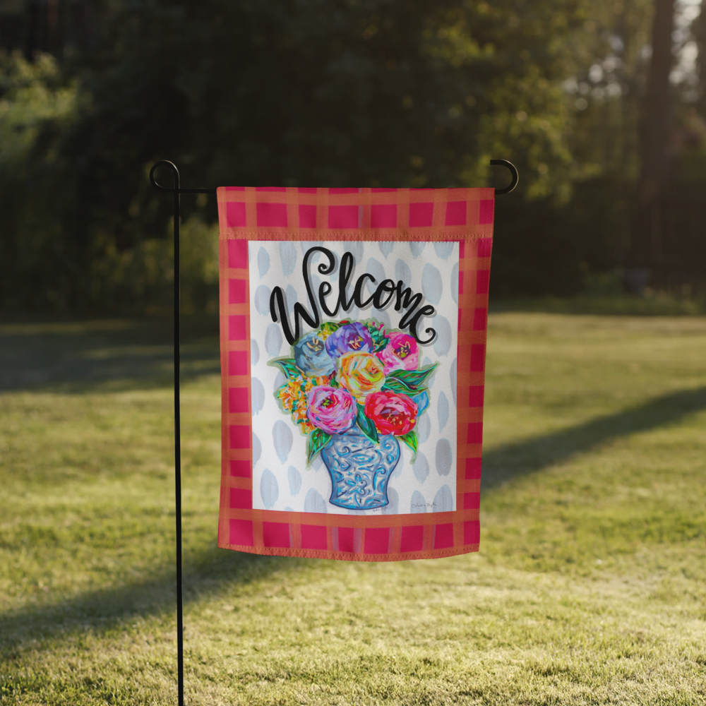 Welcome Colorful Bouquet Garden flag