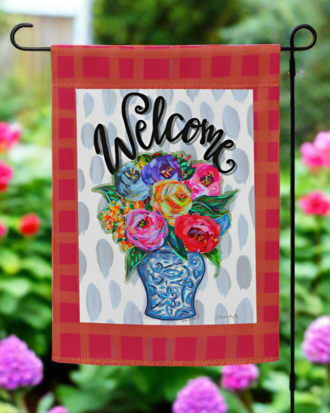 Welcome Colorful Bouquet Garden flag