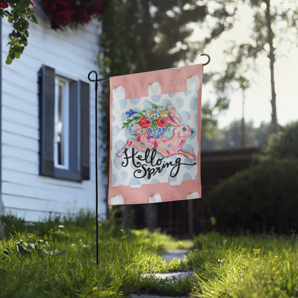 Hello Spring Bunny Garden flag