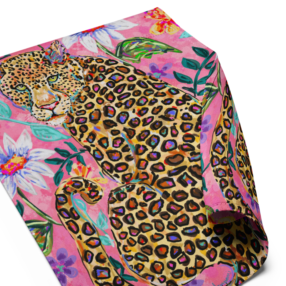 Pink Floral Leopard Garden flag