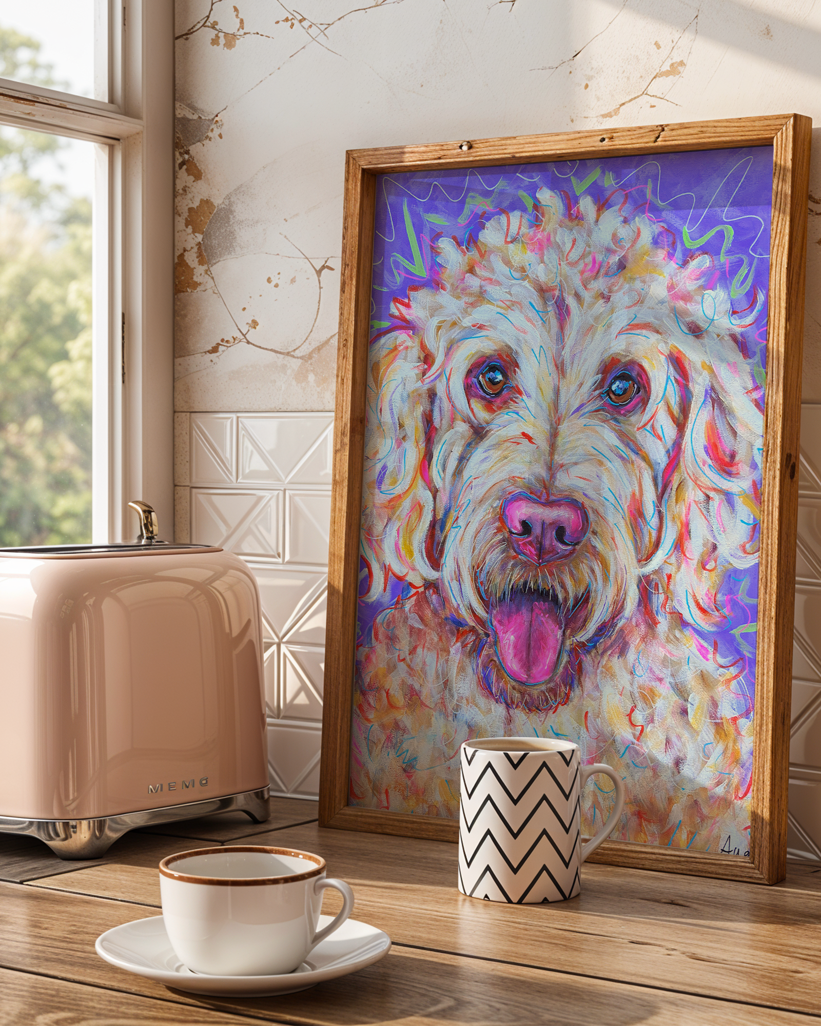 Goldendoodle Print on Paper or Canvas - Pet Art, Dog Poster, Colorful Wall Art, Dog Gift, Dopamine Decor