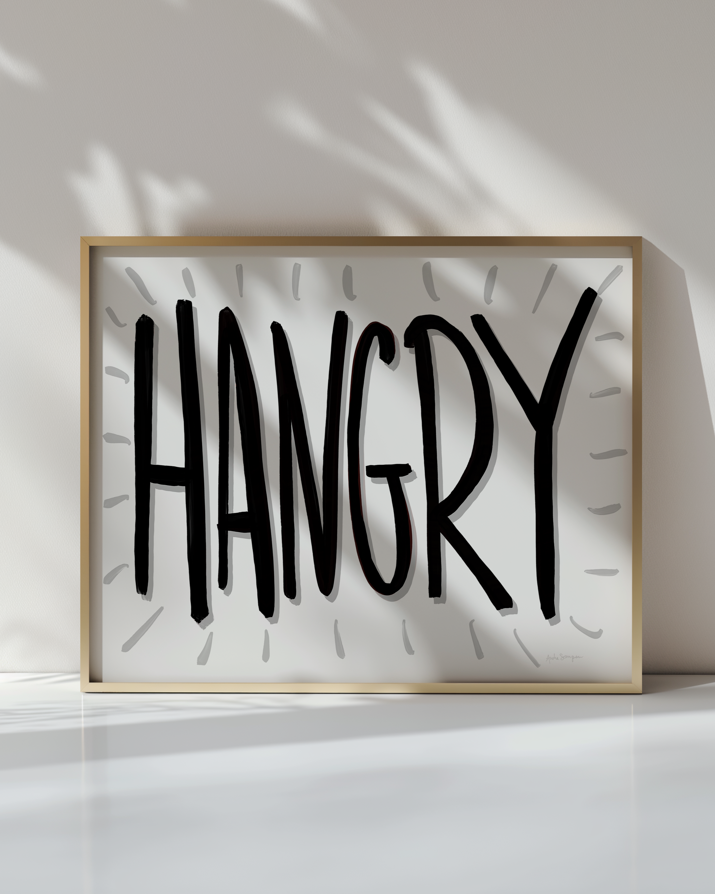 Hangry Wall Art, Typography, Dopamine Decor, Colorful Kitchen Poster, Retro Food Art Prints