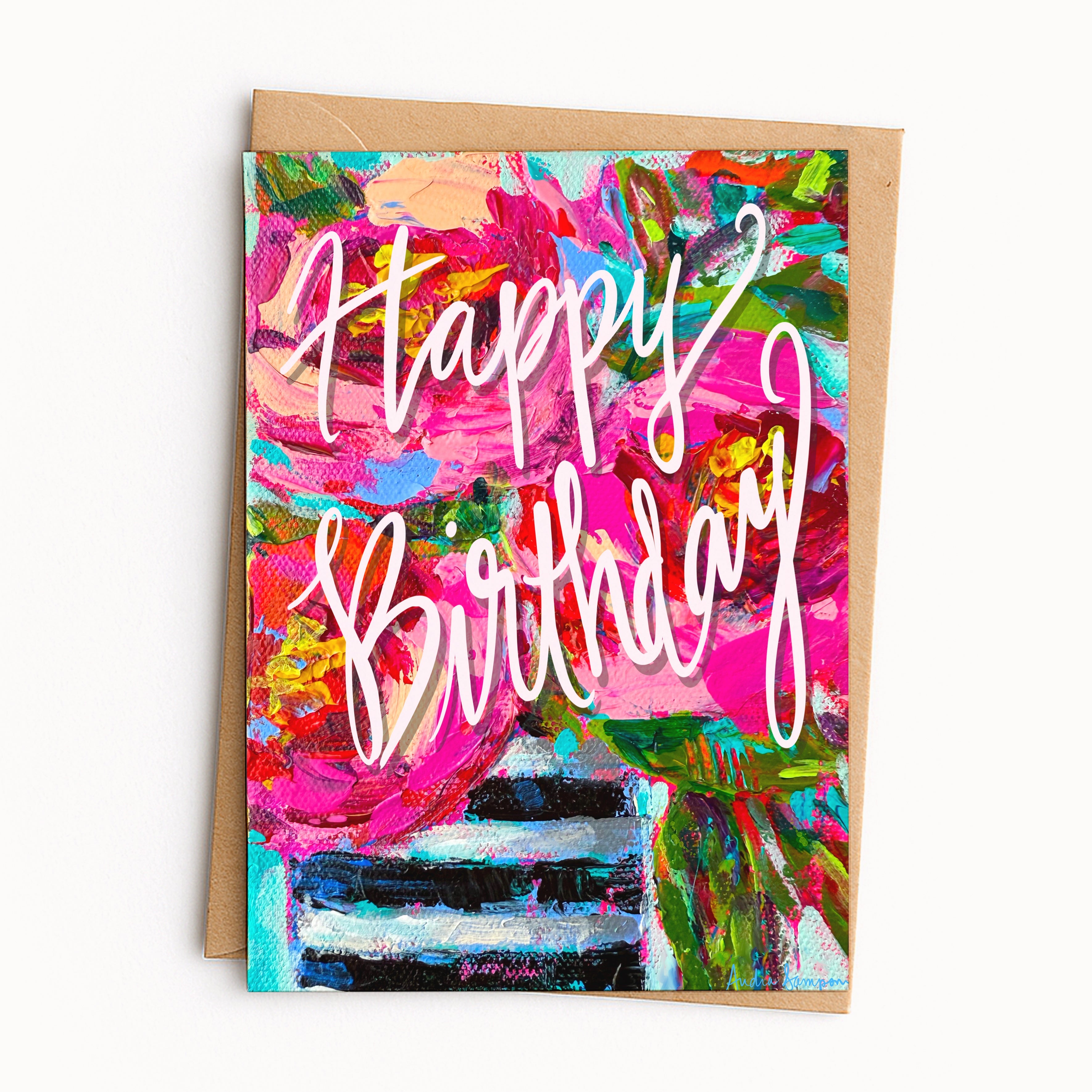 Happy Birthday Black Stripe Roses Greeting Card