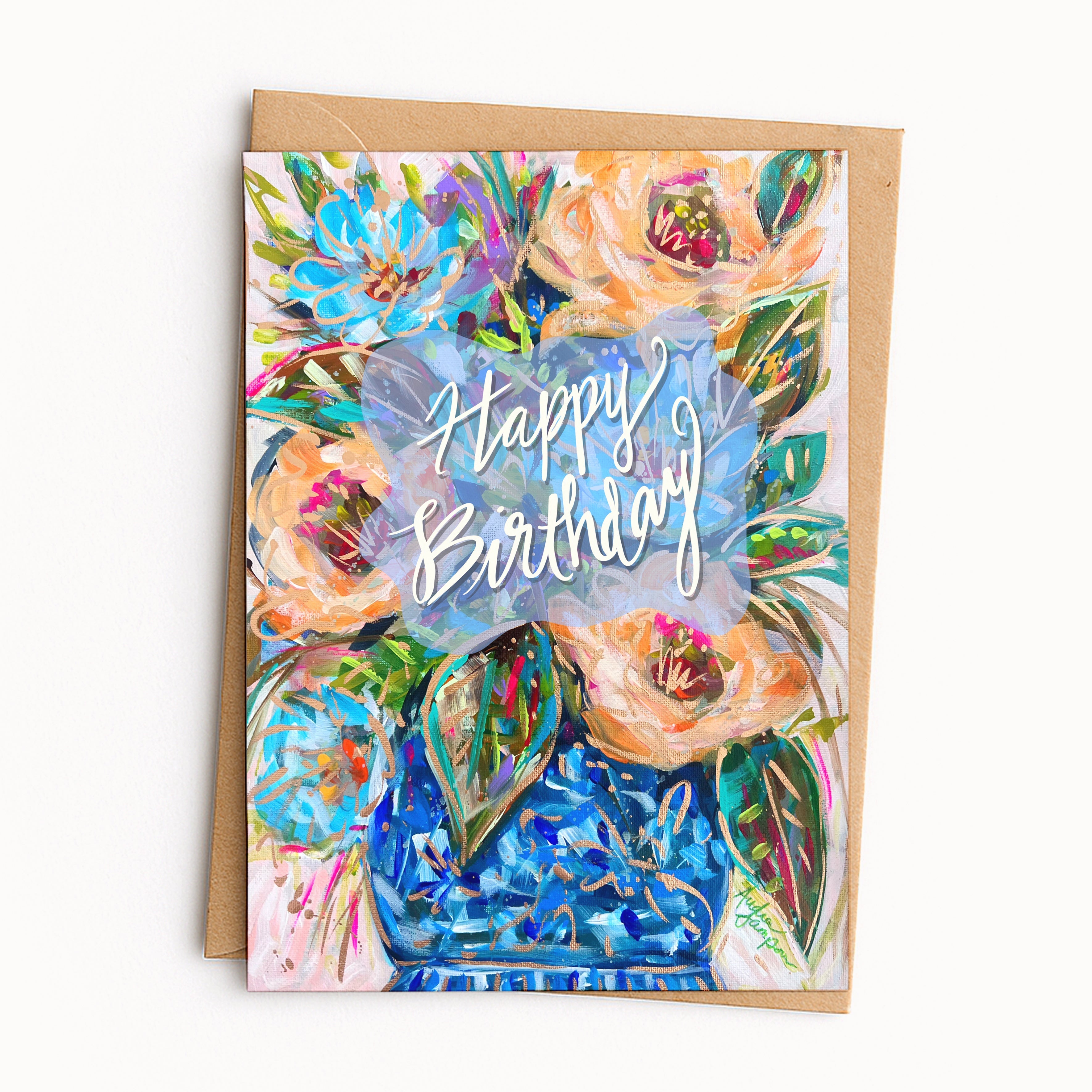 Happy Birthday Orange Roses Greeting Card