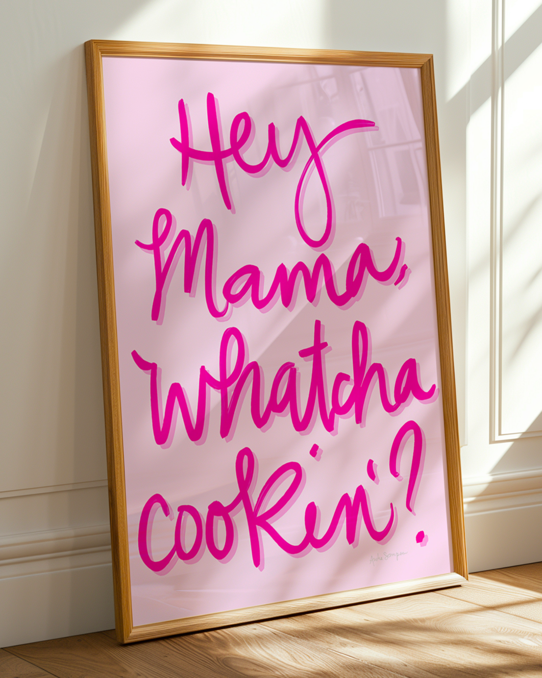 Hey, Mama... Whatcha Cookin Wall Art, Typography, Dopamine Decor, Colorful Kitchen Poster, Retro Food Art Prints