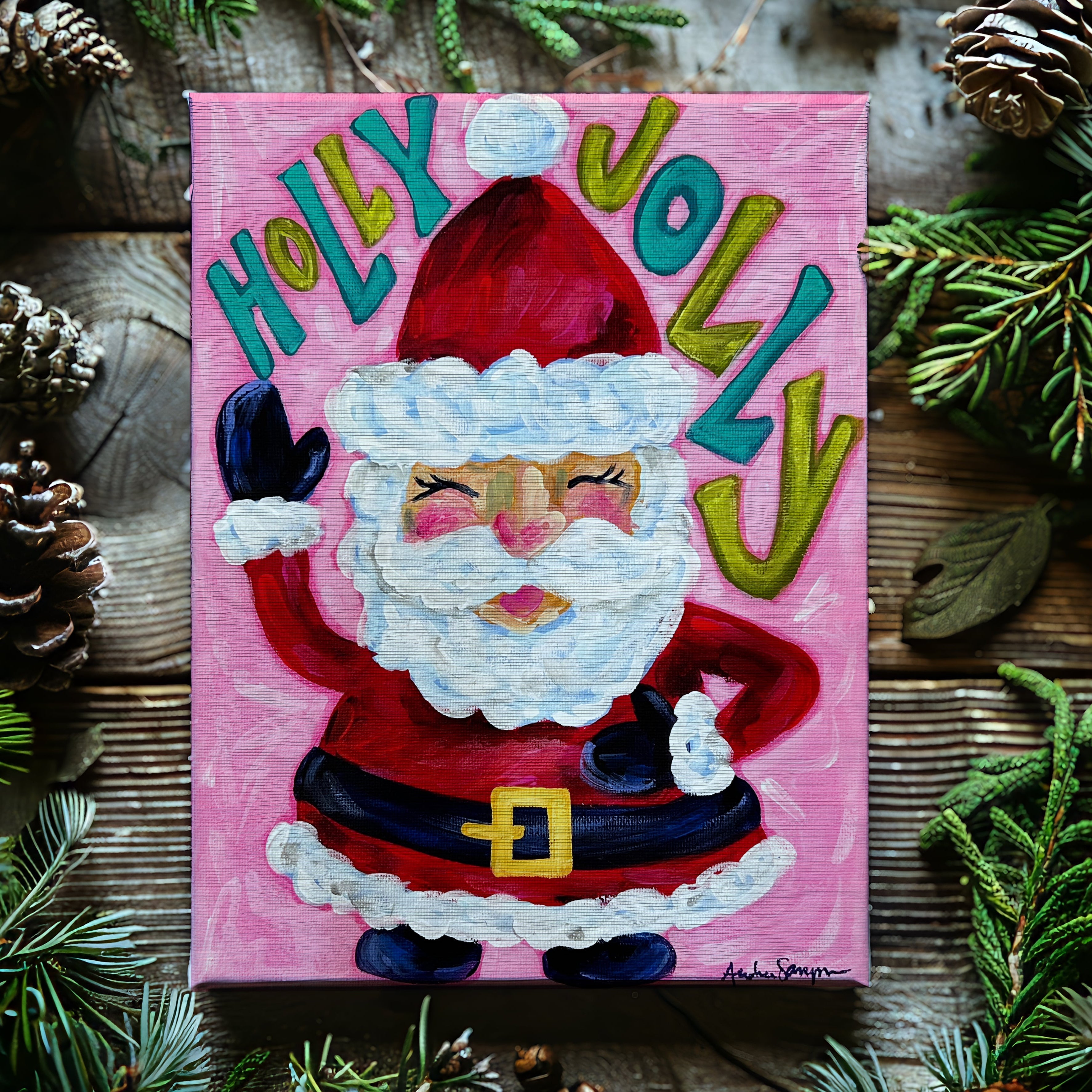 Holly Jolly Christmas Reproduction Print - On Paper or Canvas
