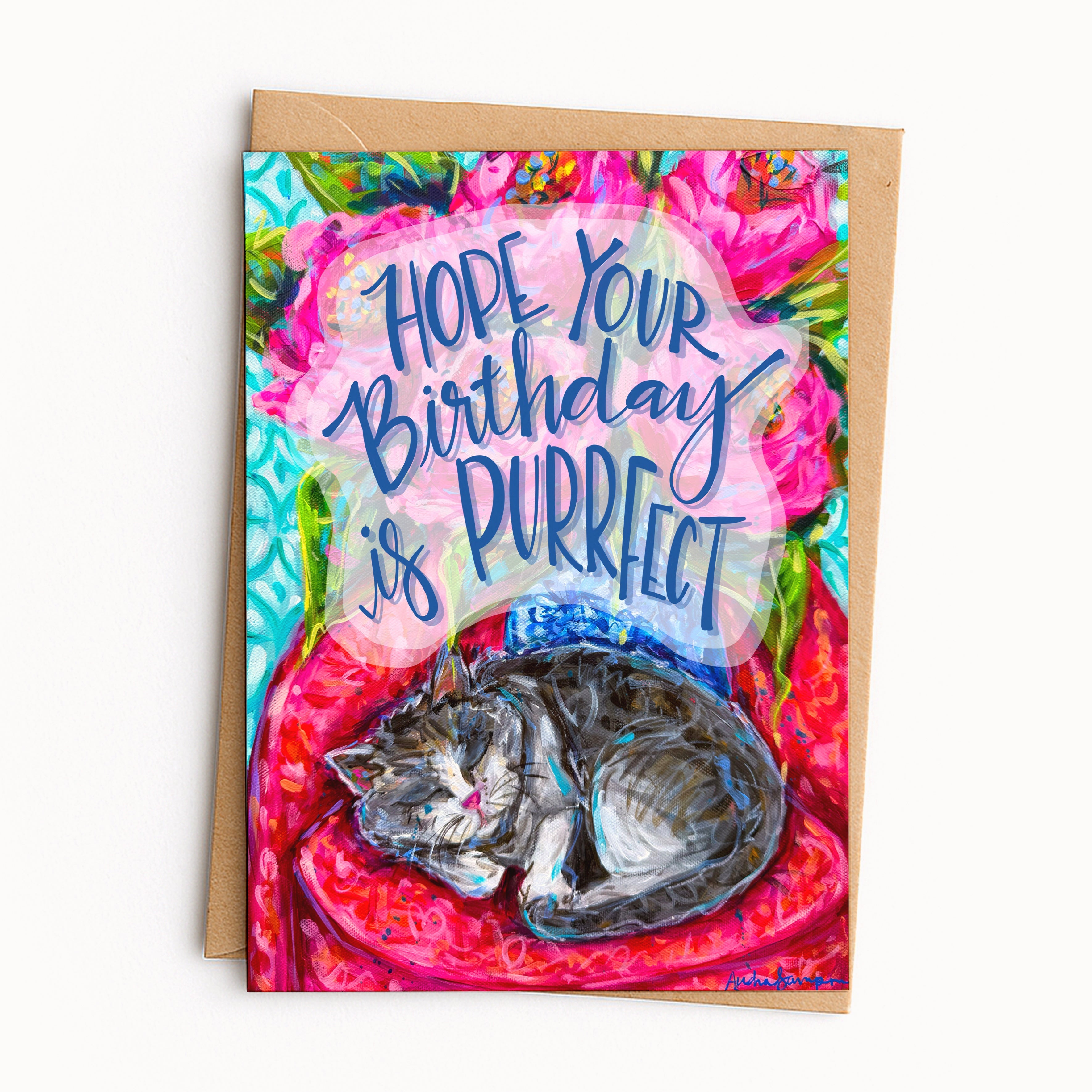 Hope Your Birthday Is Purrfect Cat Kitty Greeting Card
