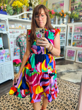 Load image into Gallery viewer, Multicolored Tiered Ruffle Sleeve Mini Dress