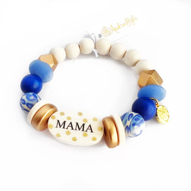 Mama Bracelet - Blue and White