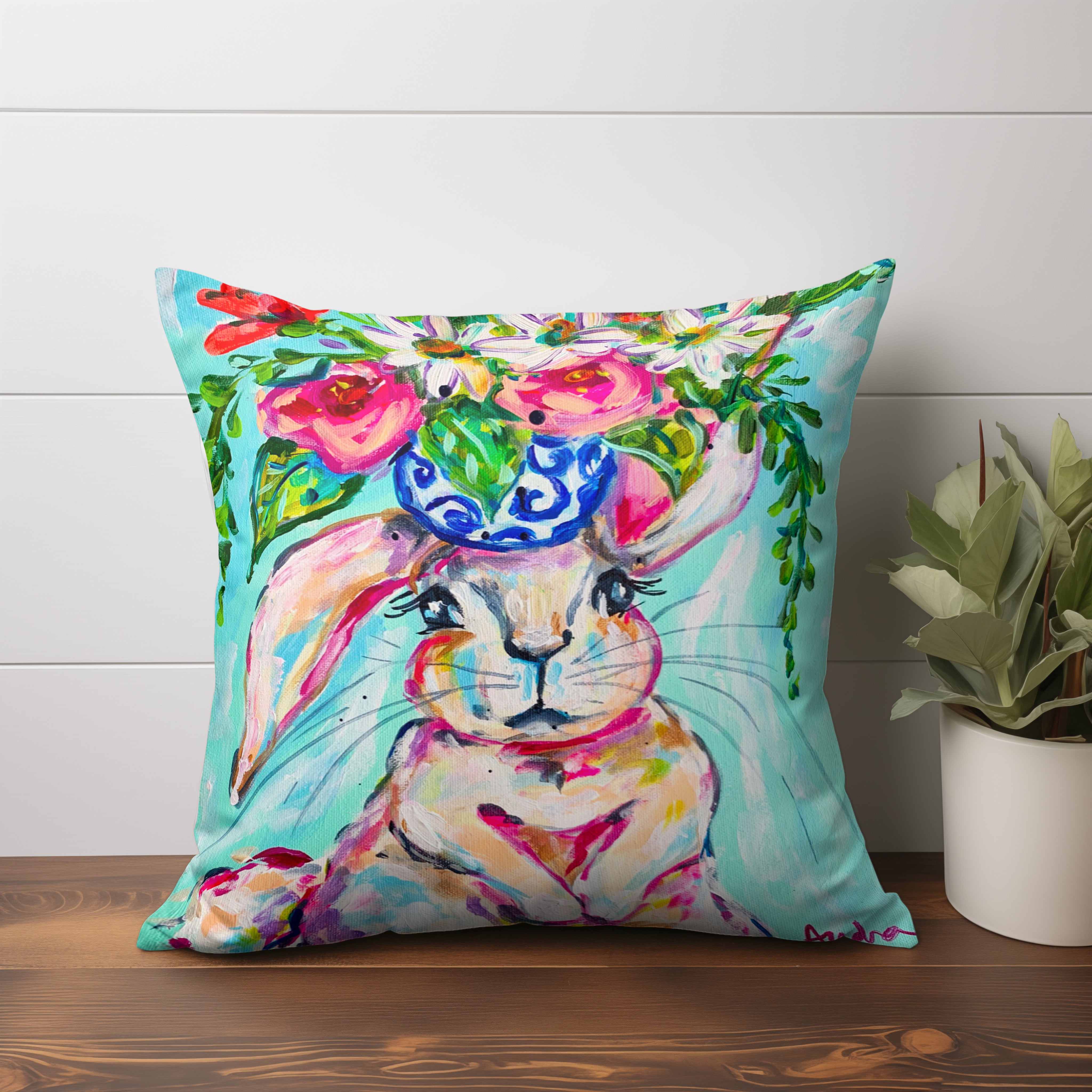 Judith Bunny Throw Pillow