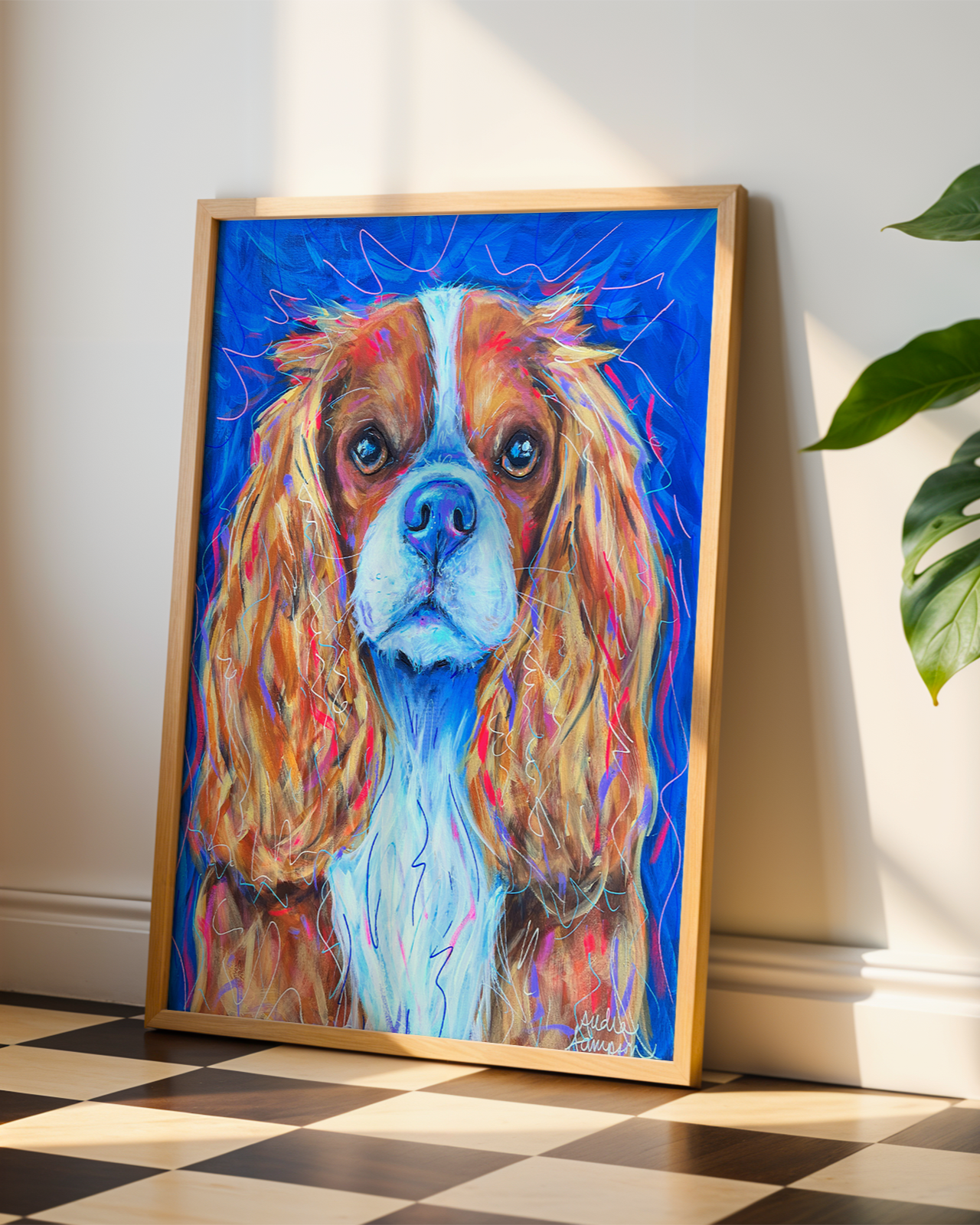 King  Charles Cavalier Spaniel Print on Paper or Canvas - Pet Art, Dog Poster, Colorful Wall Art, Dog Gift, Dopamine Decor