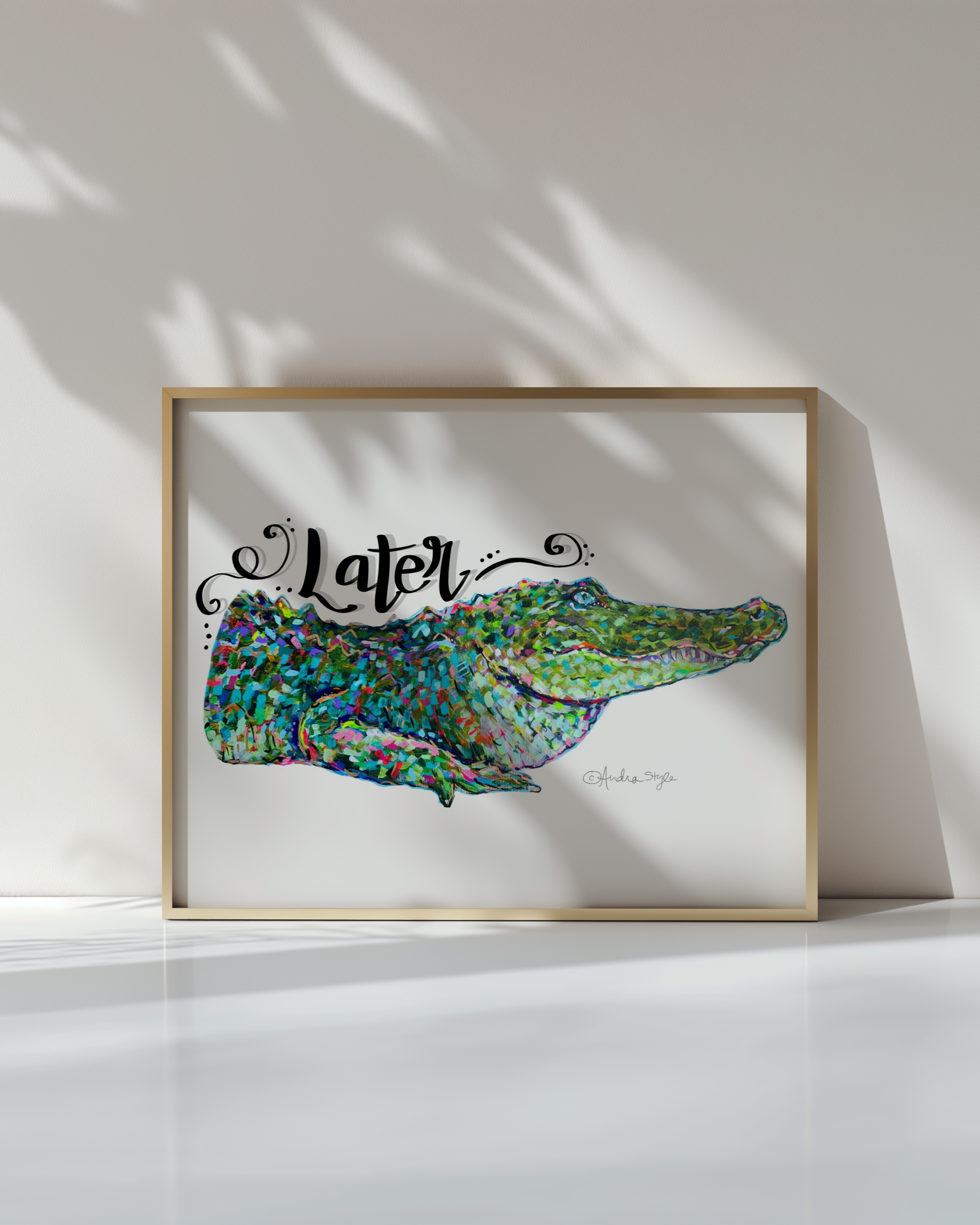 Later Gator Art Print on Paper - Alligator Poster, Entryway Wall Art, Cute Colorful Decor